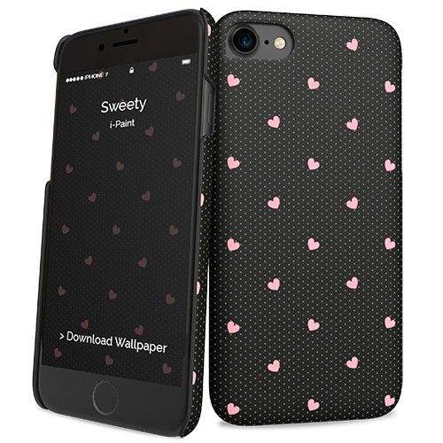 i-Paint Sweety iPhone 7 Hoesje - Zwart/Roze