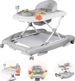 BRONEA® 5-in-1 Loopstoeltje voor baby's | Babywalker met schommelfunctie, muziek & licht | Afneembaar speelpaneel | Loopstoel in hoogte verstelbaar & inklapbaar | Grijs