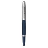 Parker 51 vulpen | nachtblauwe hars | chroom detail | fijne punt met zwarte inkt | geschenkverpakking