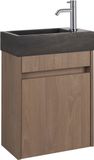 Saqu Florence fonteinmeubel in Toffee met natuurstenen fontein rechts - 8714175982796