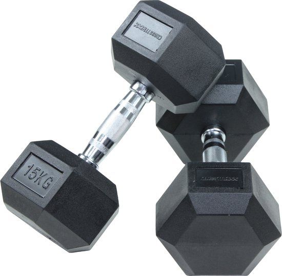 Crossmaxx Lifemaxx Crossmaxx Hexagon Dumbbell 7,5 kg - Zwart - 1 stuk