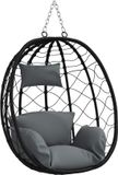 vidaXL Hangende ei-stoel poly rattan 91 x 54,5 x 107 cm antraciet