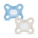 MAM Comfort S190 fopspeen, licht, eendelig, van SkinsoftTM siliconen, ultrazacht, voor pasgeborenen van 0 tot 2 maanden en naden, 2 stuks, met zelfsteriliserende doos, blauw