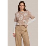 CS the Label trui met borduursels en wol - bruin