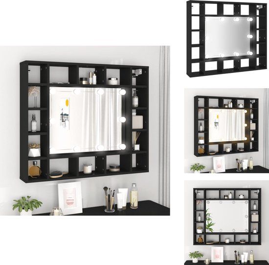 vidaXL Spiegelkast met LED-verlichting 91x15x76,5 cm Zwart