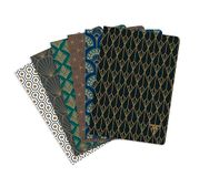 Clairefontaine 192036C - Pakket 6 Genaaide Notitieboekjes - 96 Gelinieerde Pag. Ivoorpapier 90g - A5-14,8x21 cm - Neo Déco Herfst-Winter Collectie - Gelamineerd Karton Goud - 6 assorti designs
