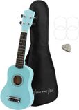 Merkloos / Sans marque Wan GmbH Sopraan Ukulele - Beginnersinstrument - Muziek Leren Spelen - Compleet Starterspakket - 21 inch - Lichtblauw