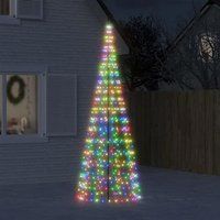 vidaXL Arbre de Noël Lumineux sur Mât de Drapeau 550 LED, Sapin de Noël avec Guirlande Lumineuse, Décoration de Fête avec Lumière, Moderne, Coloré 300 cm