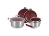 Ensemble de 6 pièces de batterie de cuisine en acier inoxydable Lie de vin
