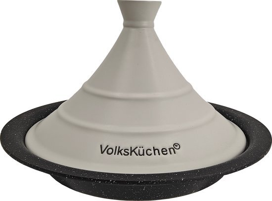 Volkskuchen Tajine - Ø28 cm x 4.5cm -Licht Grijs/Zwart