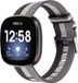 Strap-it Bracelet intelligent en nylon - Convient pour Fitbit Versa 3 - Noir-blanc-gris - Taille S