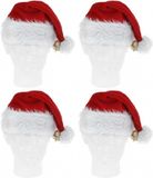 Bellatio Decorations Pluche Kerstmuts - 4x - met bel - voor volwassenen - 57 cm - kerstaccessoires