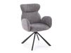 Chaise pivotante en tissu polyester gris avec accoudoirs