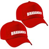 Bellatio Decorations Brabander 4x stuks cap/pet rood voor dames en heren - Carnaval baseball cap
