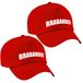 Bellatio Decorations Brabander 4x stuks cap/pet rood voor dames en heren - Carnaval baseball cap