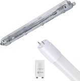 Velvalux LED Waterdichte TL Armatuur met T8 G13 Buis - Strela - 60cm - Enkel - Koppelbaar - Waterdicht IP65 - 8W 960lm - 865 Helder/Koud Wit 6500K