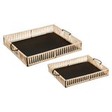 Atmosphera Createur D'Interieur Cosy Plateau Set van 2 Hout Beige