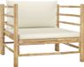 Banc de jardin en bambou avec coussins blanc crème