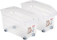 Plastic Forte Opberg Trolley Container - 2x - Transparant - Kunststof - L30 x B15 x H18 cm