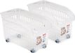 Plastic Forte Opberg Trolley Container - 2x - Transparant - Kunststof - L30 x B15 x H18 cm