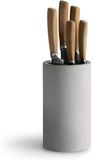 Bloc à couteaux béton - Avec set de 5 couteaux - Acacia - Brosse flexible