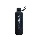 HappyAgua RVS waterfles met dubbele kamer. 500 ml. Herbruikbare thermoskan, BPA-vrije thermische kantine, dubbelwandige vacuümisolatie voor drankjes. Kleur Zwart (895936)