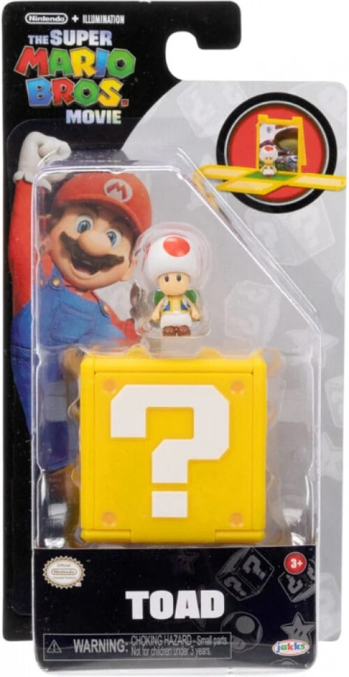 Jakks Pacific super mario movie question block mini figure - toad