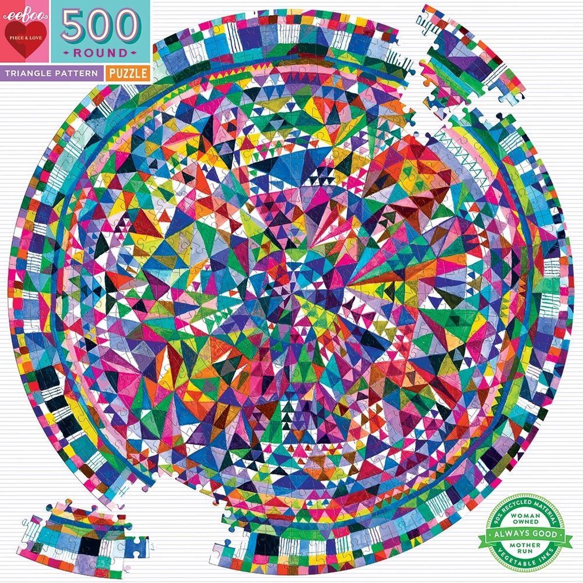 Eeboo Puzzel - triangle pattern - 500 stukjes - 58.5 rond