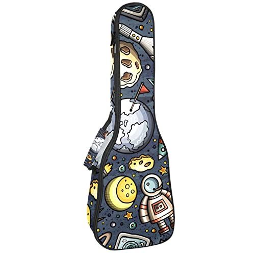 Mersov Tenor Ukulele Gigbag Waterdichte Ukelele Hoes Gewatteerde Rugzak, Geweldig voor Sopraan Concert (21/23/24") Ruimteschip Galaxy Raketten Planeet