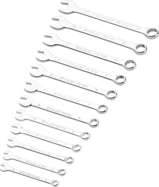 Stanley Ringsteeksleutelset 12-delig - Metrisch - Chroom-vanadiumstaal