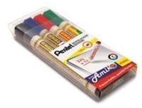 Pentel 0100863 markeerstift 4 stuk(s) Zwart, Blauw, Groen, Rood