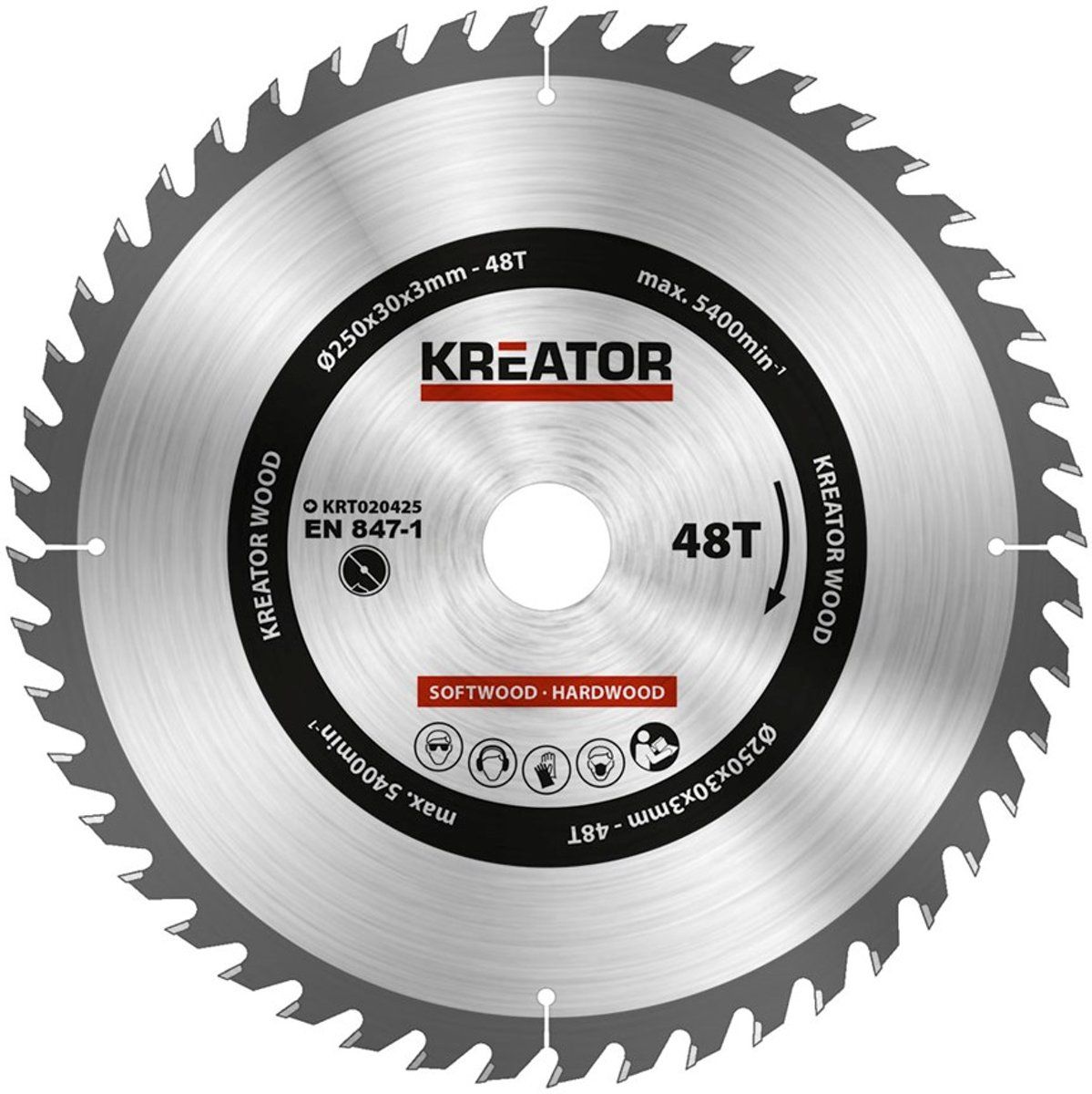 Kreator KRT020425 Zaagblad Hout 250mm 48T