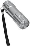 Merkloos / Sans marque Inspirion Gmbh 1x stuks kleine 9x LED krachtige zaklamp in het zilver van 9.5 cm