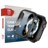 Rosso Tempered Glass met Hoesje Geschikt voor Apple Watch 4/5/6/SE 40MM - Screen Protector met Ingebouwde Bumper Case - Full Protect - Zwart