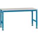 Manuflex AU6089.5007 Table de travail universelle avec plateau décoratif en PVC, l x P x H = 1750 x 800 x 760-870 mm Bleu brillant (RAL 5007)