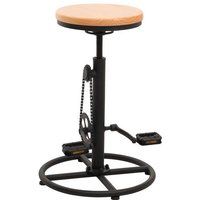 Barkruk HWC-N19, barkruk counter stool, in hoogte verstelbaar draaibare voetensteun industrieel metaal massief hout ~ natuur