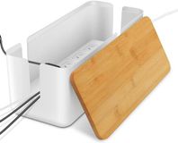 Famanu – Kabelmanagementbox met bamboedeksel - wit