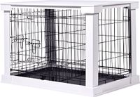 dobar® 35241 Design hondenkooi van hout, maat M, hondenbox met tafeloppervlak, hondenhok voor binnen, massief hout, salontafel, 83 x 55 x 59 cm, wit