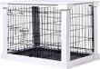 dobar® 35241 Design hondenkooi van hout, maat M, hondenbox met tafeloppervlak, hondenhok voor binnen, massief hout, salontafel, 83 x 55 x 59 cm, wit