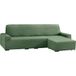 ECOMMERC3 Bankhoes voor chaise longue, kort hoekdeel rechts, elastisch, jacquard, chaise longue, groen, universele pasvorm, schuimrubber en antislip elastieken