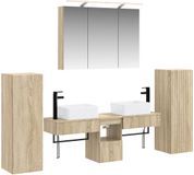vidaXL Badkamermeubel Set 6 stuks Sonoma Eiken Bewerkt hout en glas