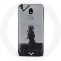 Maniacase Hoesje voor Samsung Galaxy J7 2017 Game of Thrones Seizoen 8 Daenerys Targaryen Vuur en Bloed De IJzeren Troon Logo Grijs