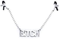 Kiotos Tepelklemmen Met Ketting En Tekst BITCH Zilver - Bitch