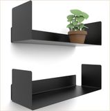 Famanu – Set van 2 zwarte wandplanken - modern - eenvoudig te monteren - hoogglans - 40 cm - Japandi interieur