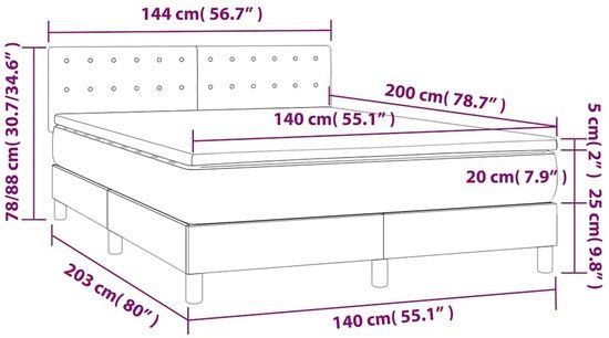 vidaXL Boxspring met matras fluweel donkerblauw 140x200 cm