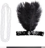 Widmann W WIDMANN MILANO Party Fashion 95716 - verkleedset Charleston, hoofdband, parelketting, sigarettenhouder, jaren 20-kostuum, flapper