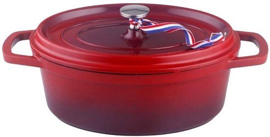 KAMBERG Braadpan - Ø 26 cm - Ovaal - Rood Gevlamd - Aluminium - 4.08L - Met Deksel