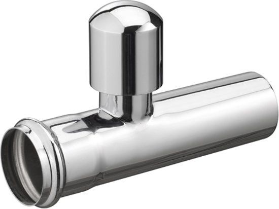 Wiesbaden Chroom muurbuis recht met beluchter 32mm