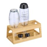 Relaxdays Vrijstaand Bamboo Natuurlijk Droogrek Flessen - 3 Houders - Geschikt voor Sodastream-flessen