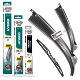 HEYNER® Jeu de balais d'essuie-glace complet pour NISSAN ALMERA II 07.2000 - 11.2006, balai d'essuie-glace plat HYBRID, avant et arrière, aérodynamique et flexible, revêtement nanographique